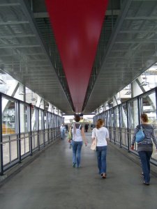 Boarding the Seattle light rail.