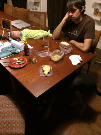 Moira helps with dinner